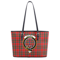 Dalziel Modern Tartan Crest Leather Tote Bag