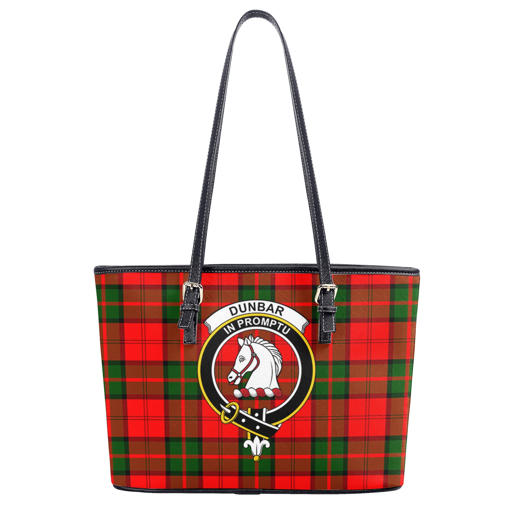 Dunbar Modern Tartan Crest Leather Tote Bag