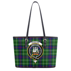 Duncan Modern Tartan Crest Leather Tote Bag