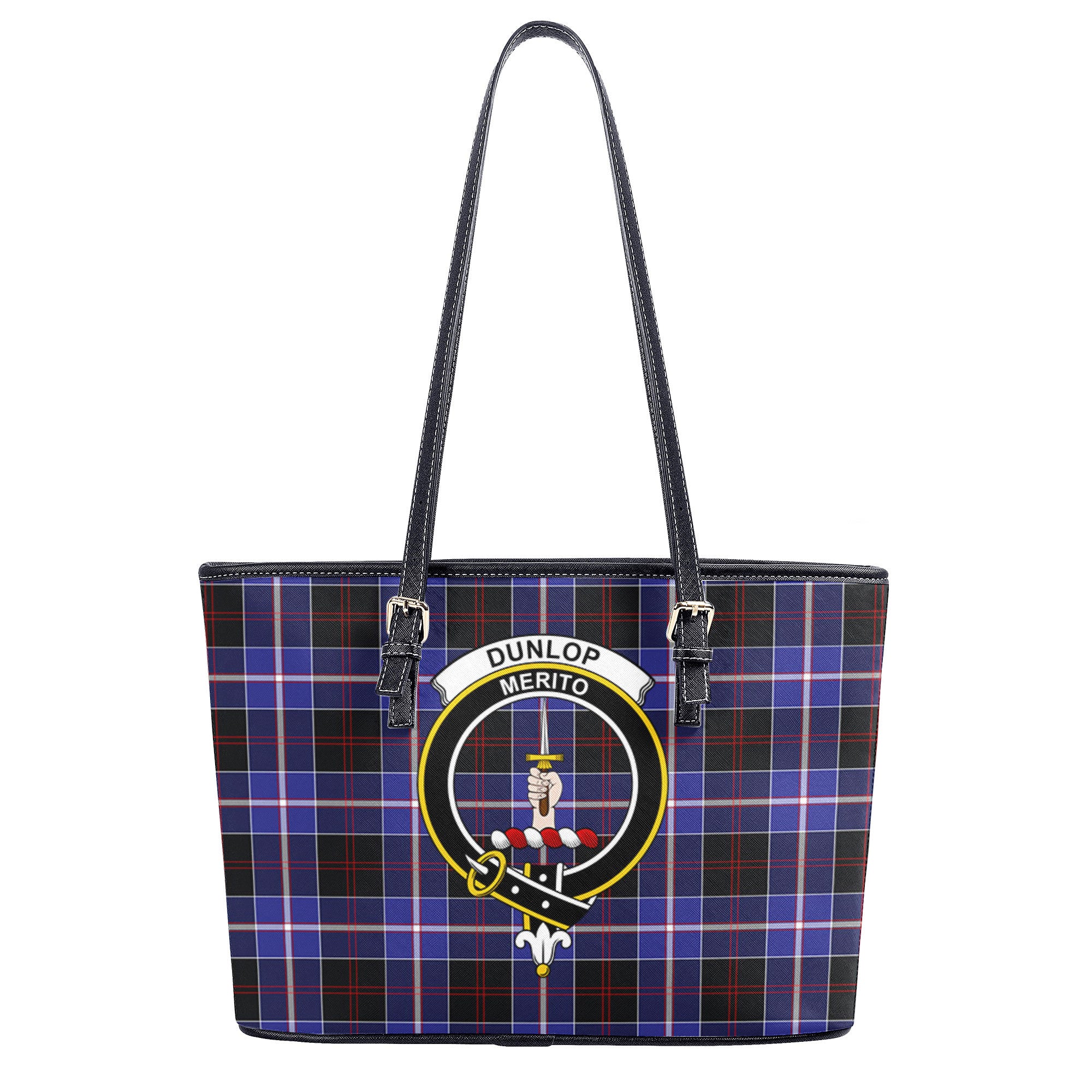 Dunlop Modern Tartan Crest Leather Tote Bag