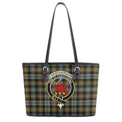 Farquharson Weathered Tartan Crest Leather Tote Bag