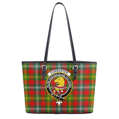 Forrester Tartan Crest Leather Tote Bag