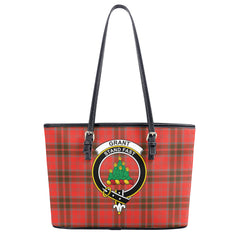 Grant Weathered Tartan Crest Leather Tote Bag