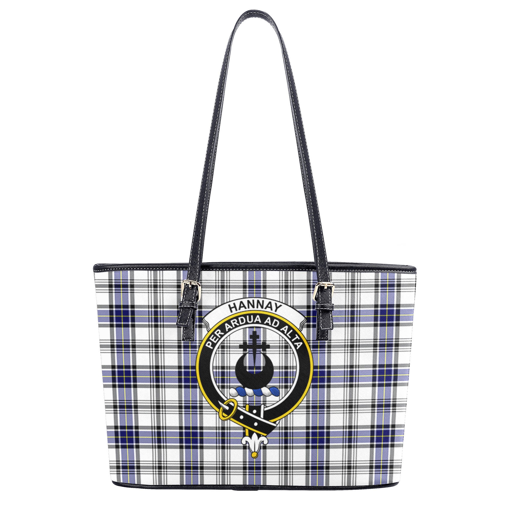 Hannay Modern Tartan Crest Leather Tote Bag