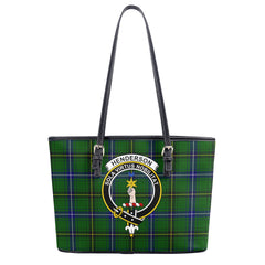 Henderson Modern Tartan Crest Leather Tote Bag