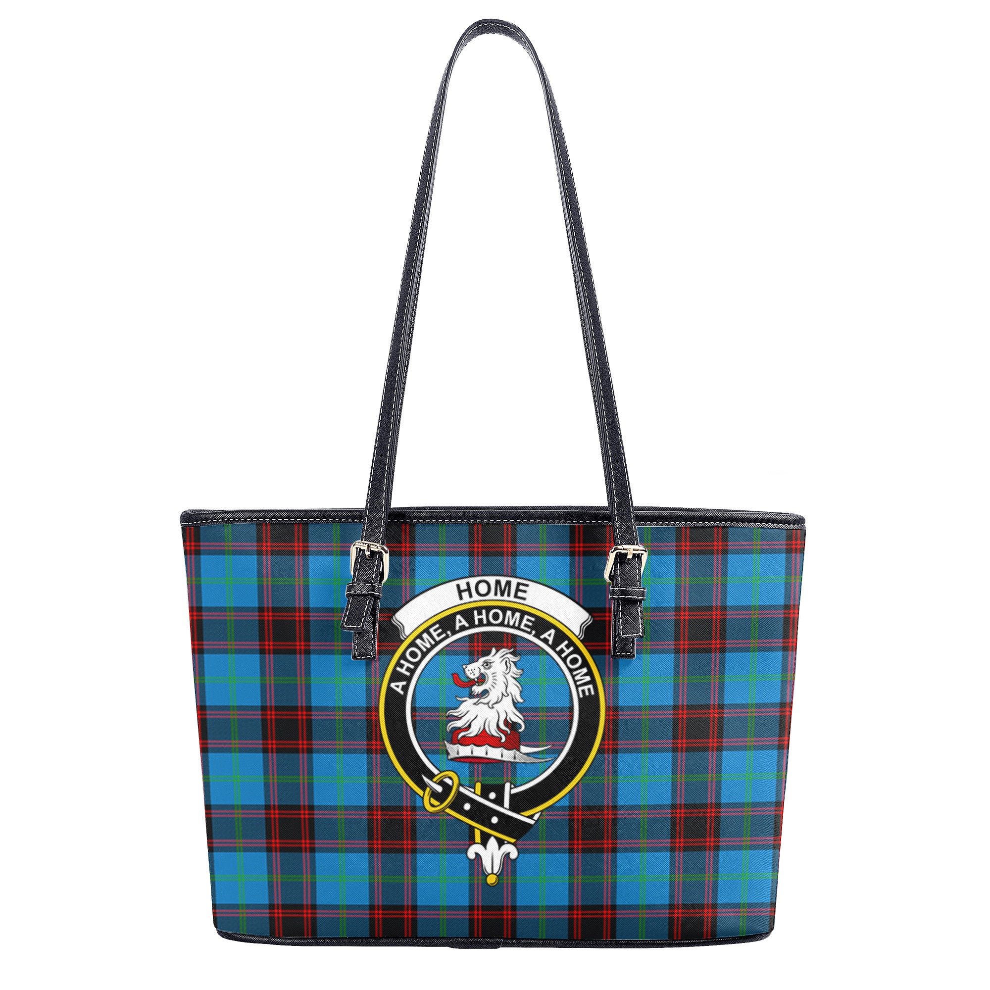 Home Ancient Tartan Crest Leather Tote Bag