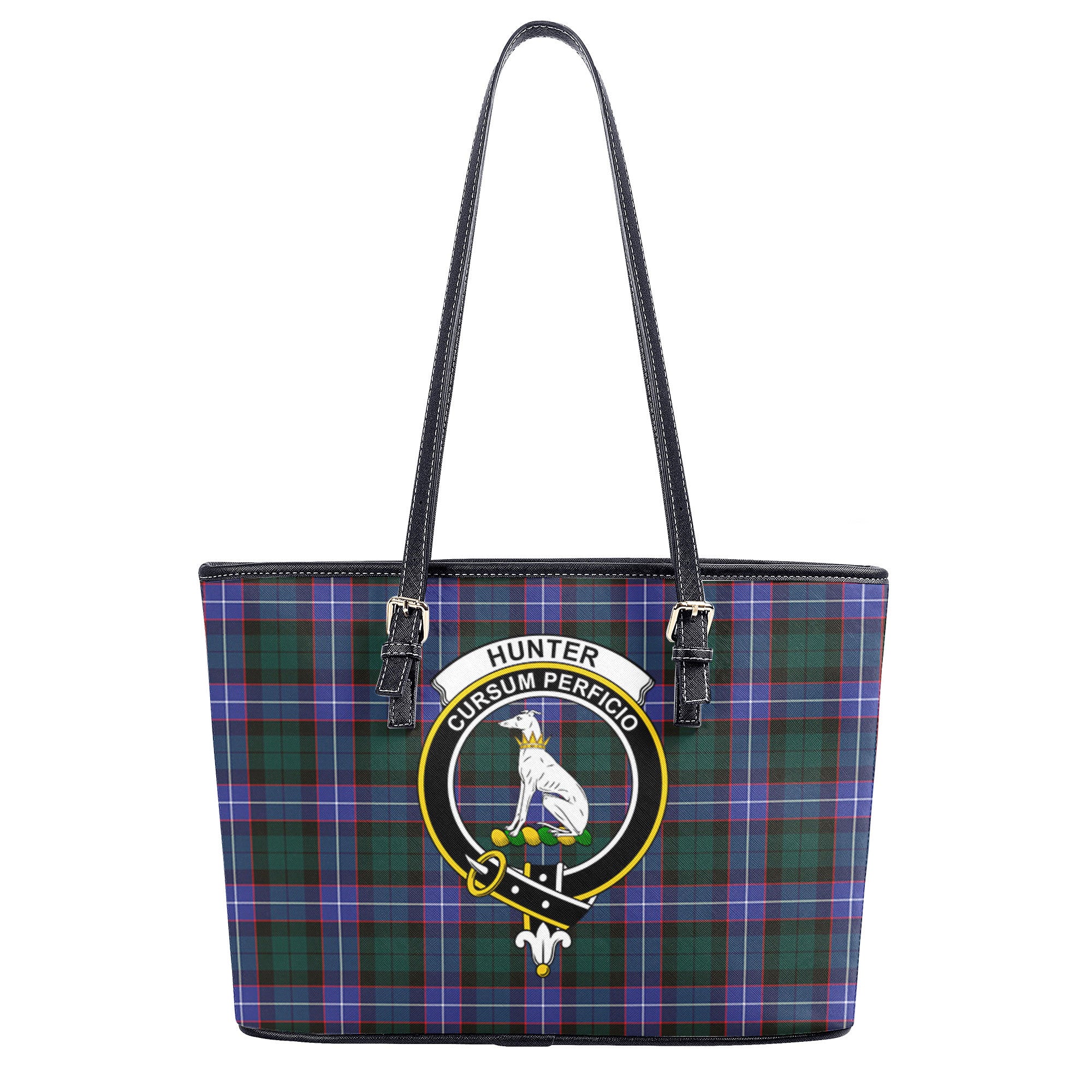 Hunter Modern Tartan Crest Leather Tote Bag