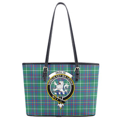 Inglis Ancient Tartan Crest Leather Tote Bag