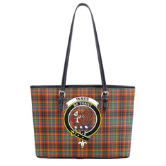 Innes Ancient Tartan Crest Leather Tote Bag