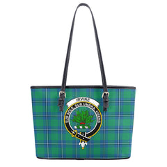 Irvine Ancient Tartan Crest Leather Tote Bag