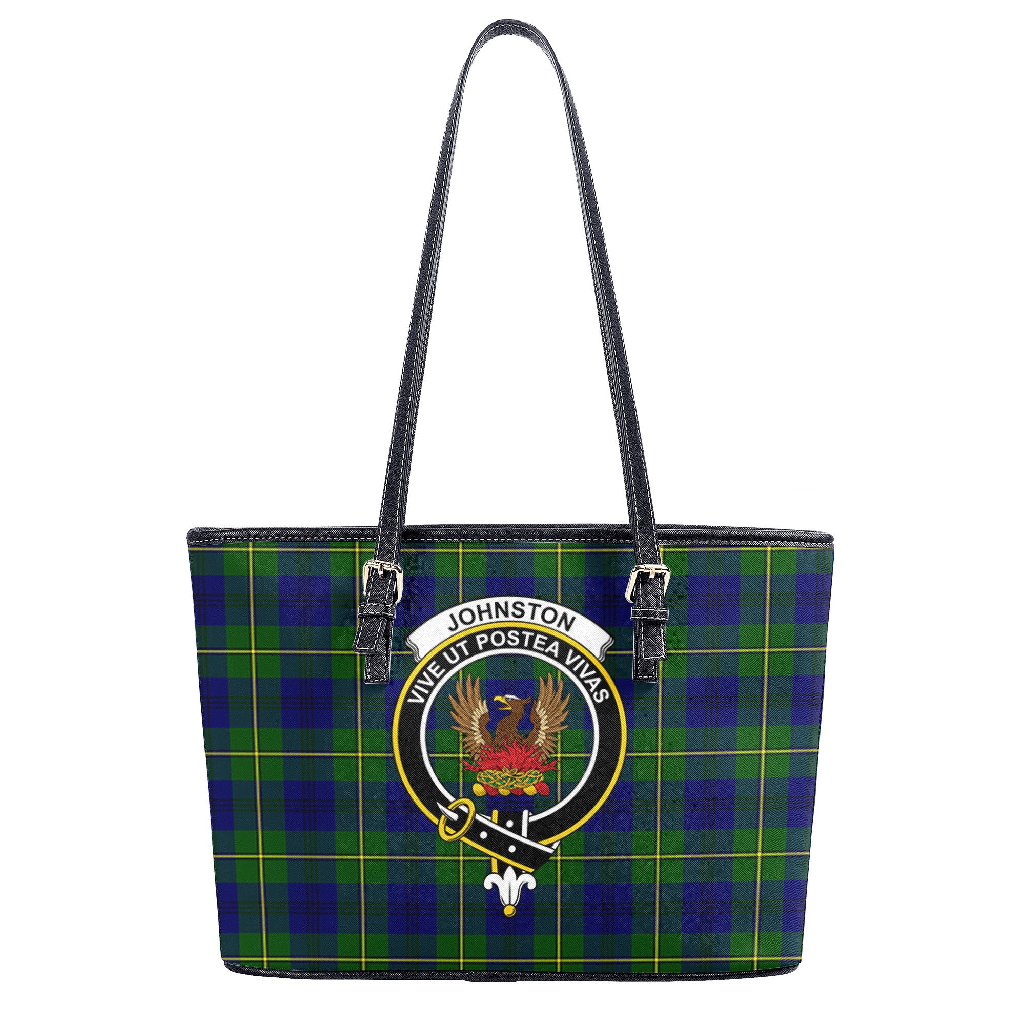 Johnston of Caskieben Tartan Crest Leather Tote Bag