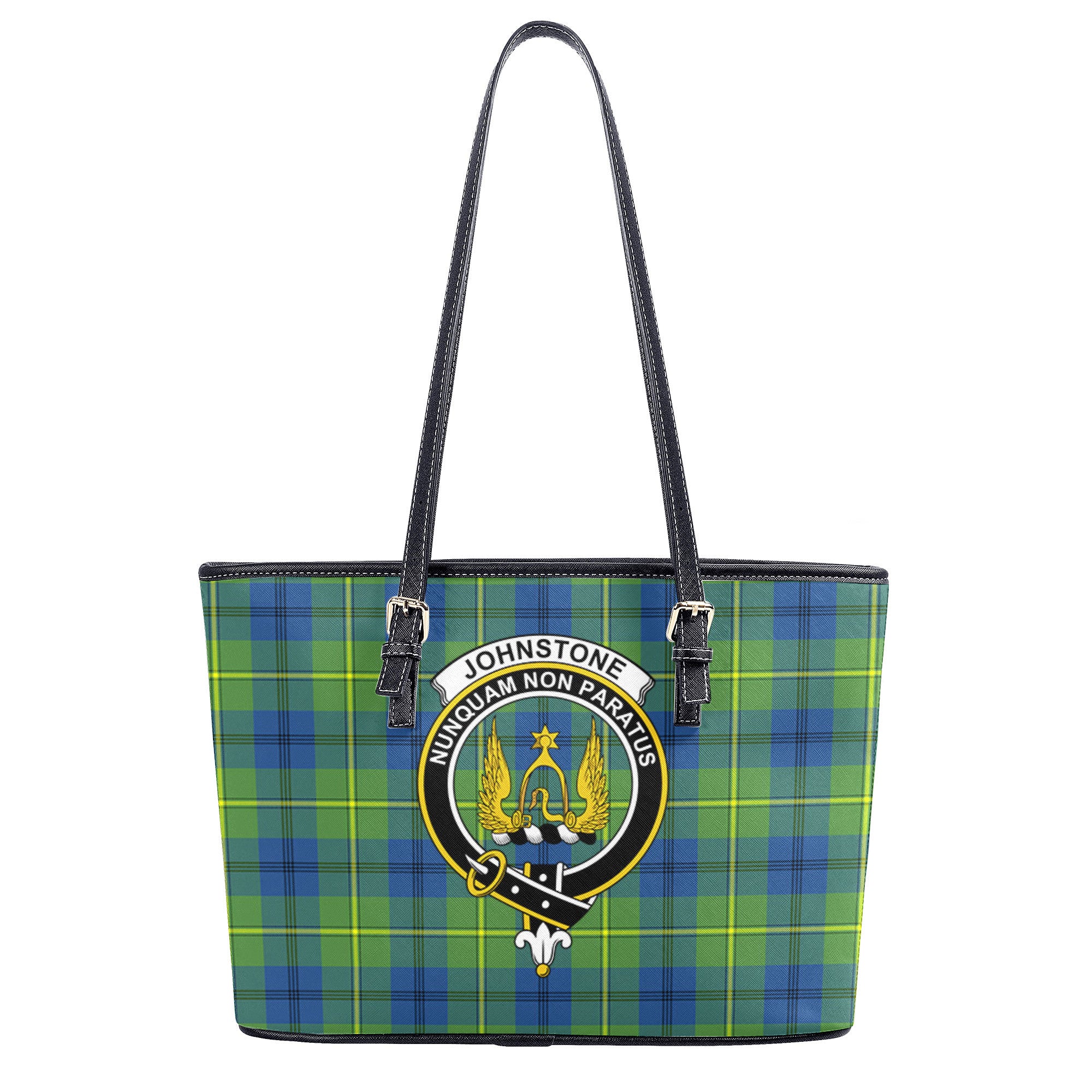 Johnstone Ancient Tartan Crest Leather Tote Bag