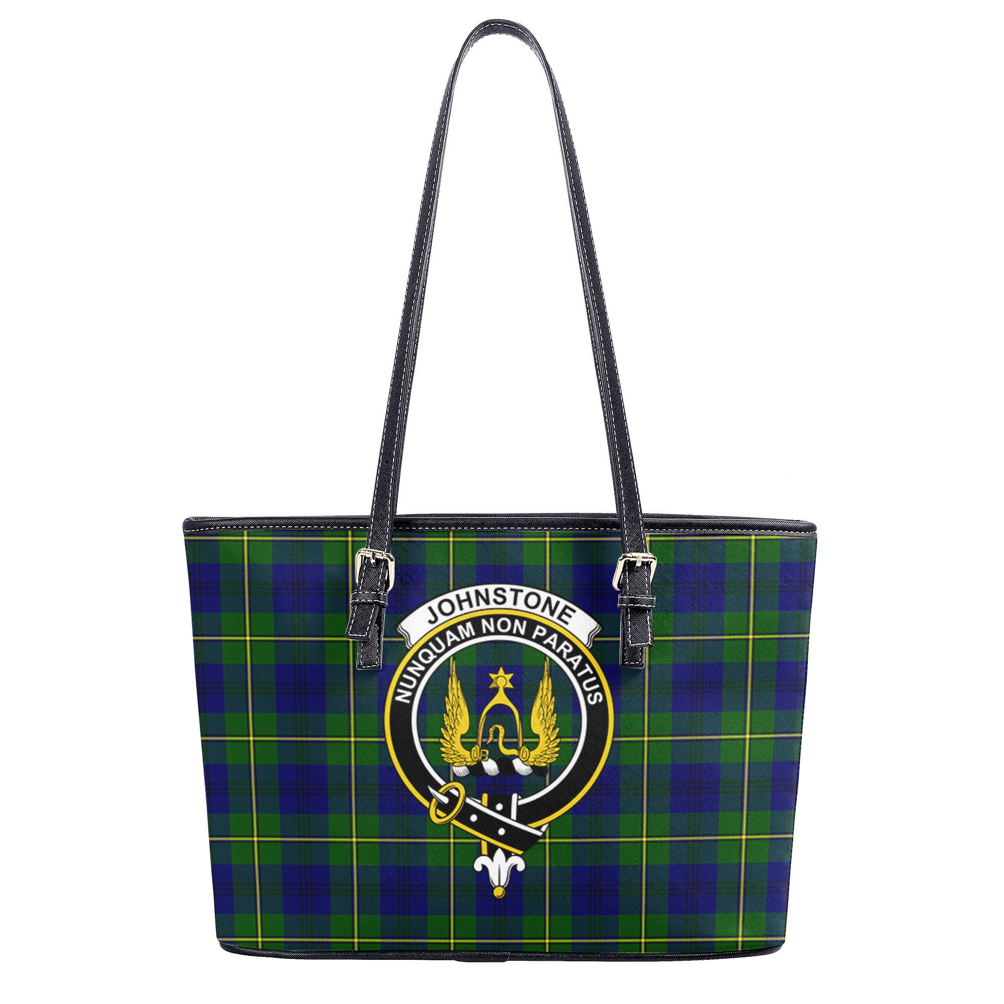 Johnstone Modern Tartan Crest Leather Tote Bag