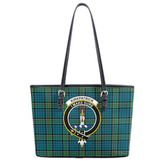 Kirkpatrick Ancient Tartan Crest Leather Tote Bag