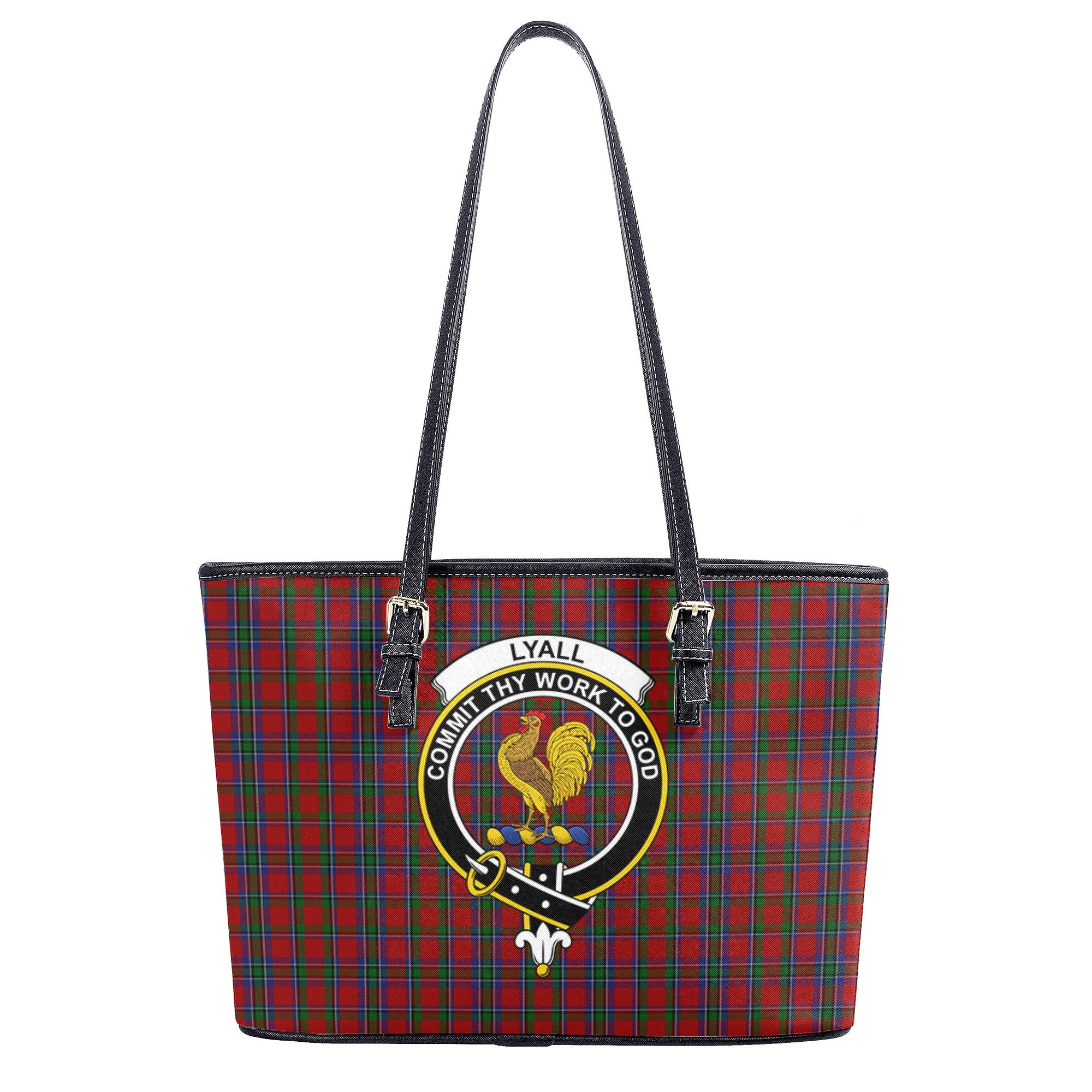 Lyall Tartan Crest Leather Tote Bag