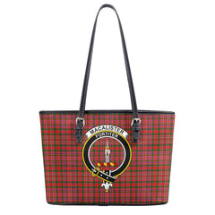 MacAlister Modern Tartan Crest Leather Tote Bag