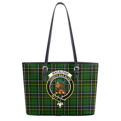 MacAlpine Modern Tartan Crest Leather Tote Bag