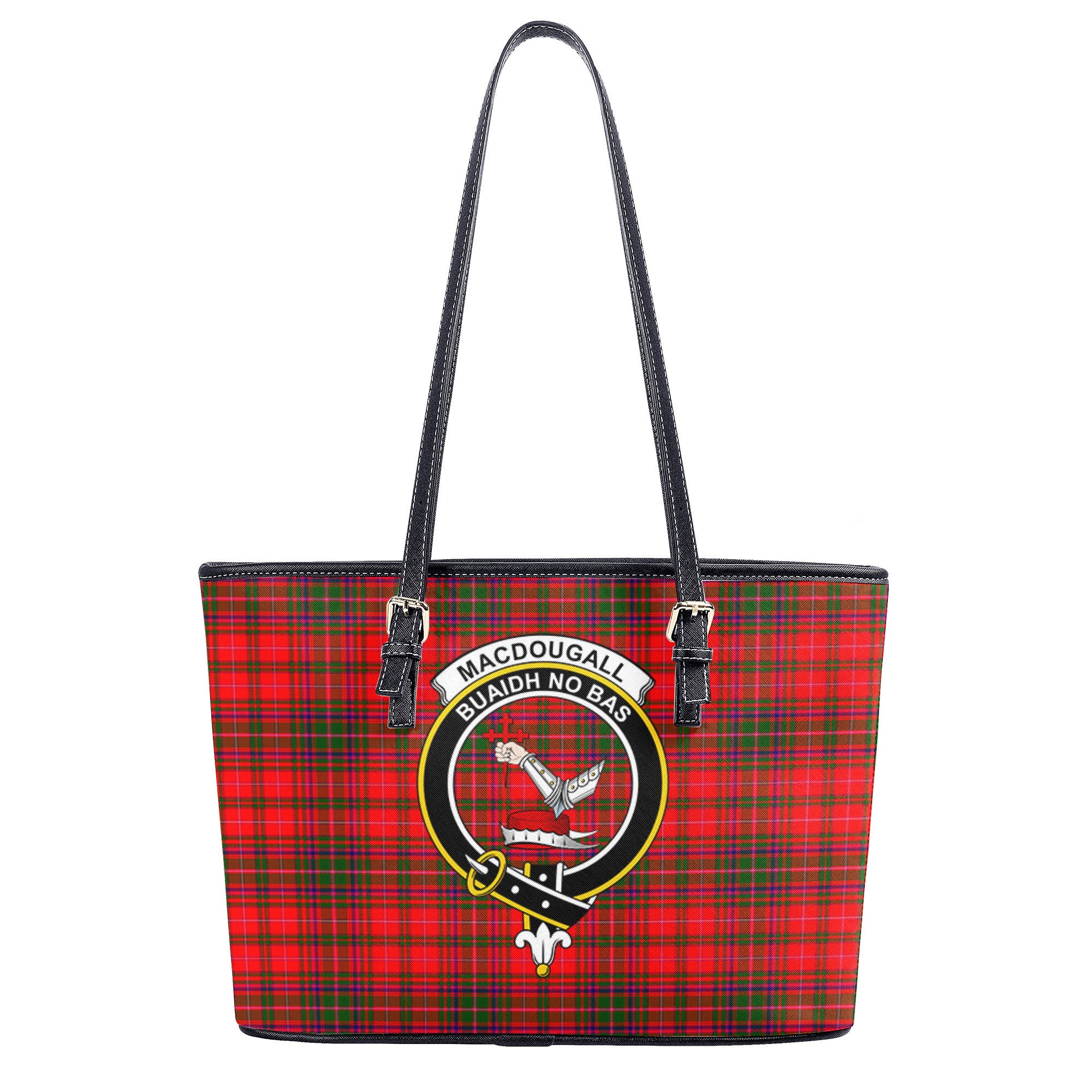 MacDougall Modern Tartan Crest Leather Tote Bag