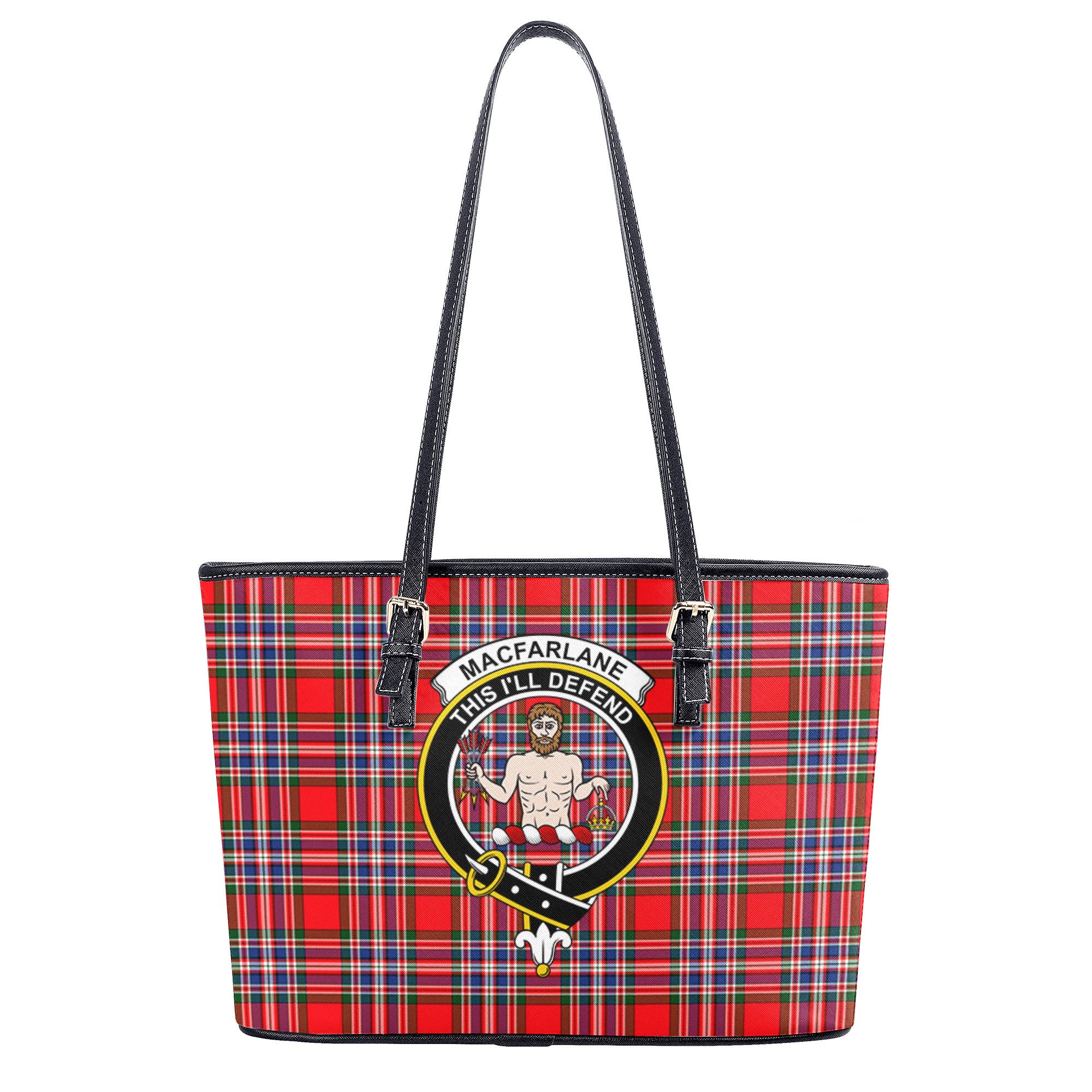 MacFarlane Modern Tartan Crest Leather Tote Bag