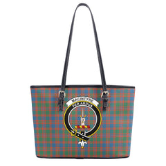 MacIntyre Ancient Tartan Crest Leather Tote Bag