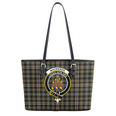 MacKenzie Weathered Tartan Crest Leather Tote Bag