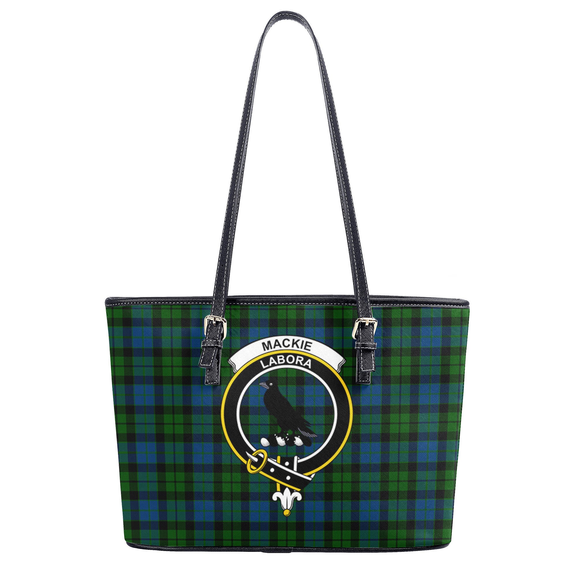 MacKie Tartan Crest Leather Tote Bag