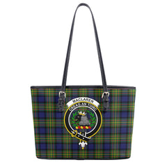 MacLaren Modern Tartan Crest Leather Tote Bag