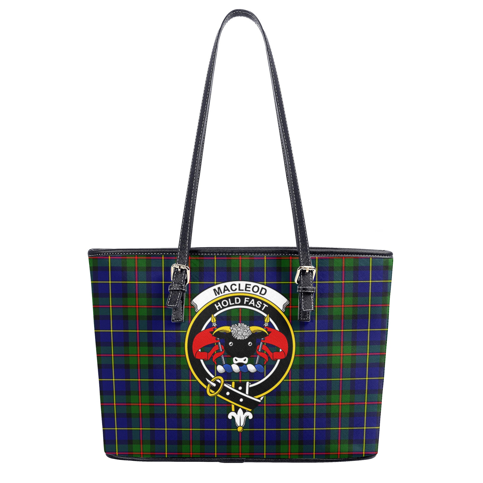 MacLeod of Harris Modern Tartan Crest Leather Tote Bag