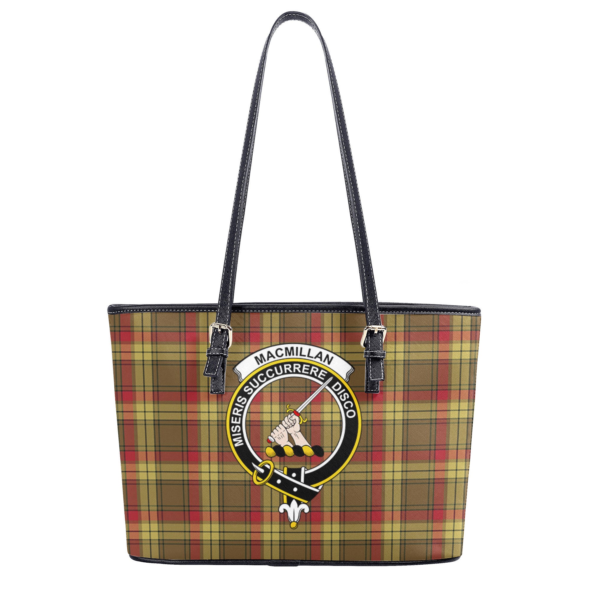 MacMillan Old Weathered Tartan Crest Leather Tote Bag