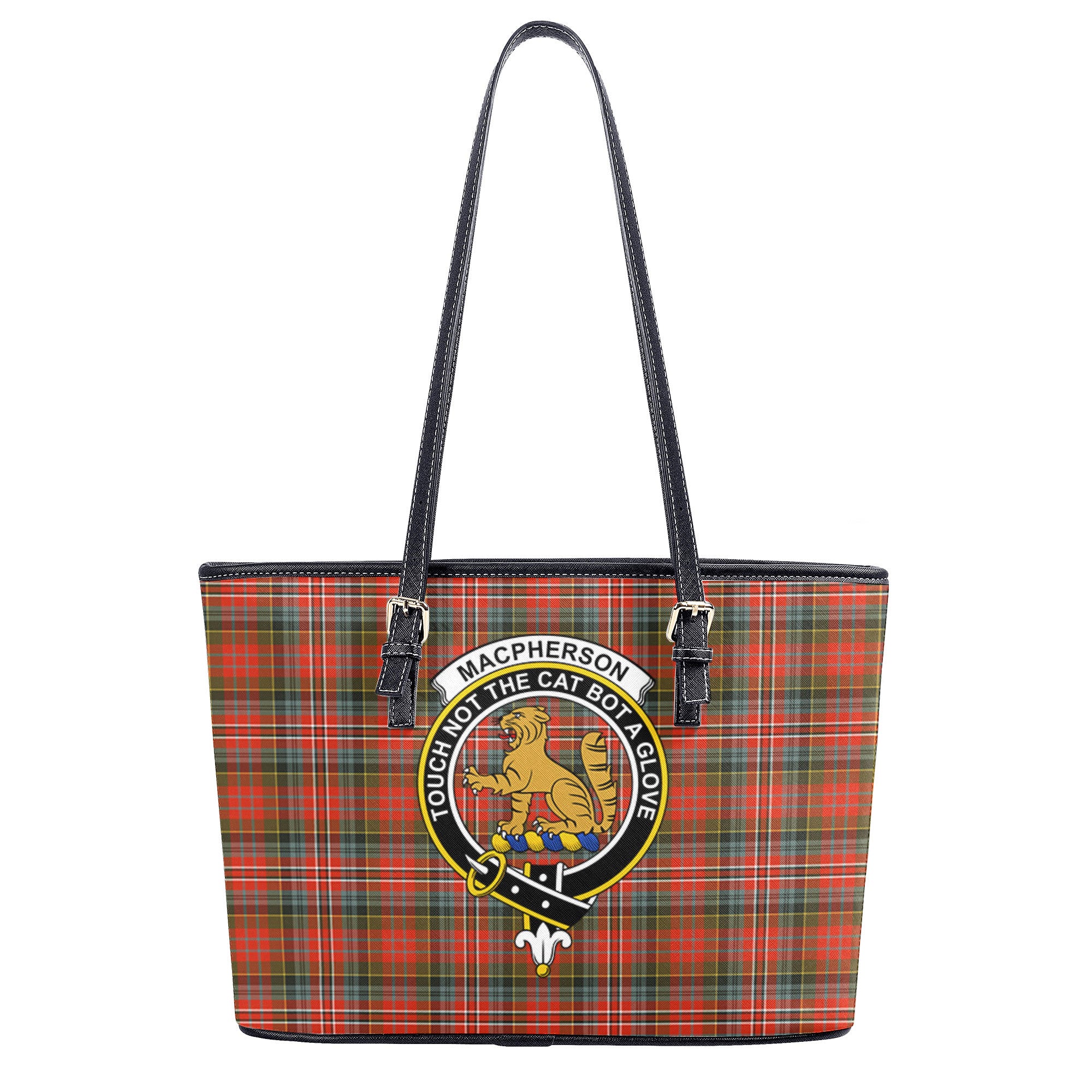 MacPherson Weathered Tartan Crest Leather Tote Bag