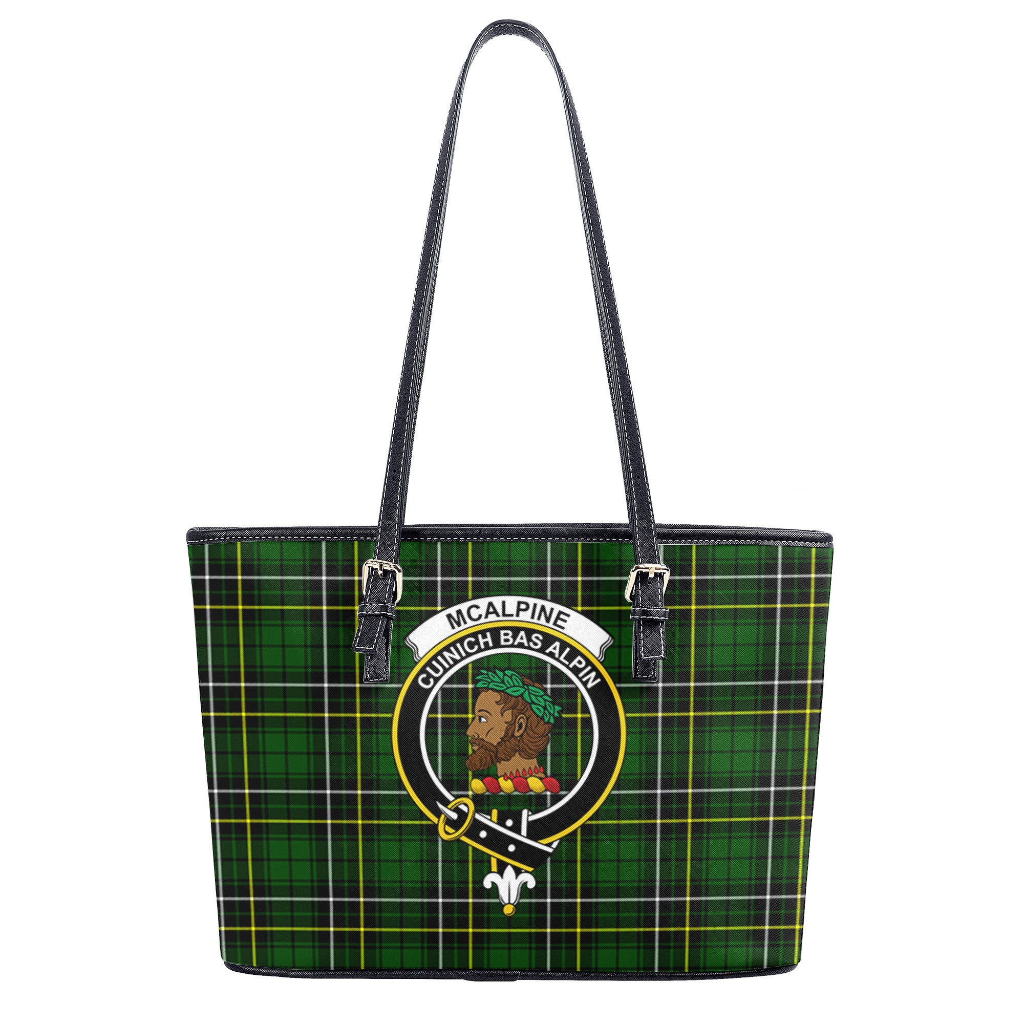 McAlpine Modern Tartan Crest Leather Tote Bag