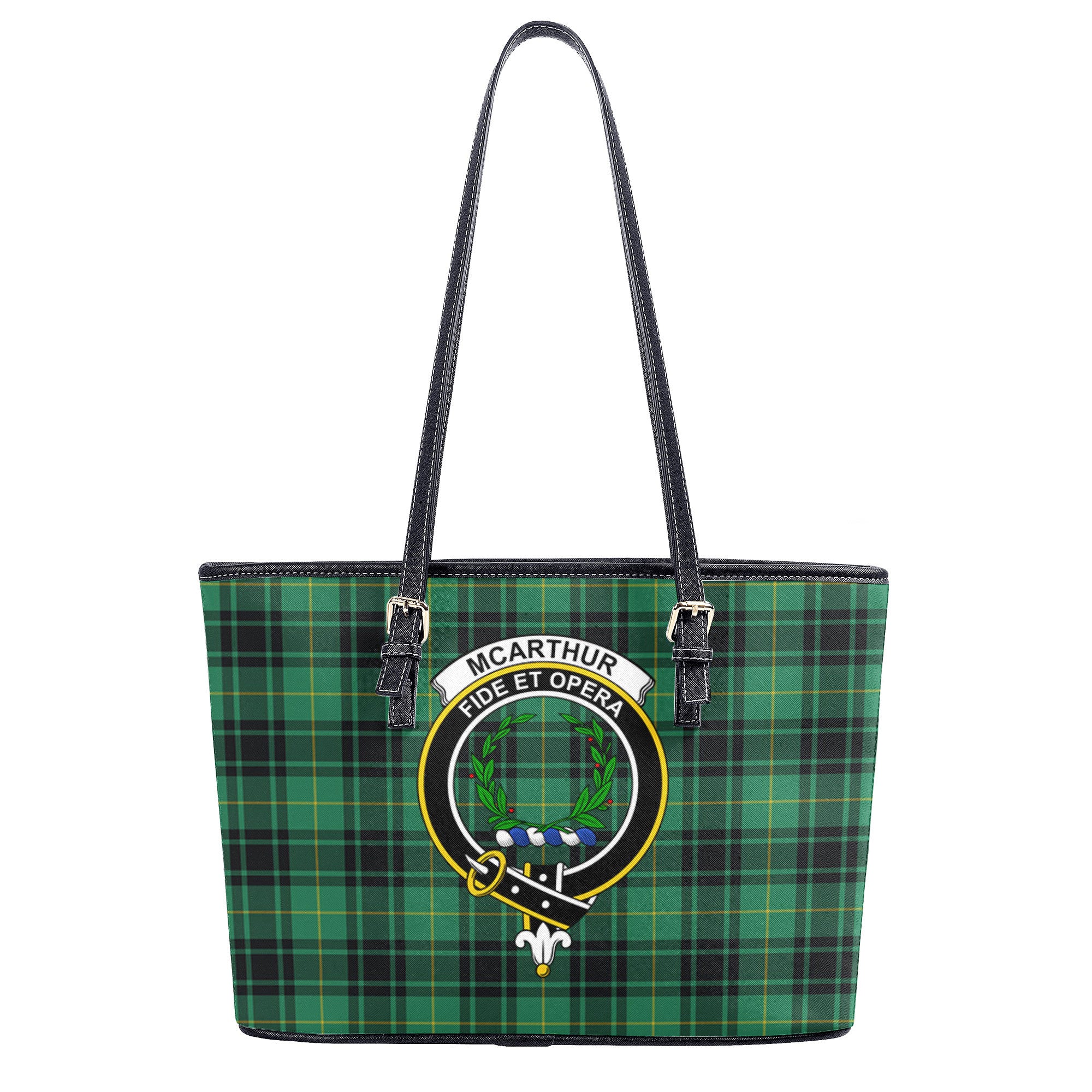 McArthur Ancient Tartan Crest Leather Tote Bag