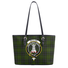 McClain Hunting Tartan Crest Leather Tote Bag