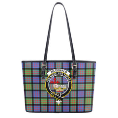 McDonald Ancient Tartan Crest Leather Tote Bag