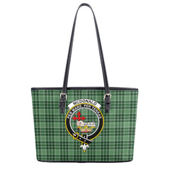 McDonald Lord of the Isles Hunting Tartan Crest Leather Tote Bag