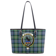 McDonnell of Glengarry Ancient Tartan Crest Leather Tote Bag