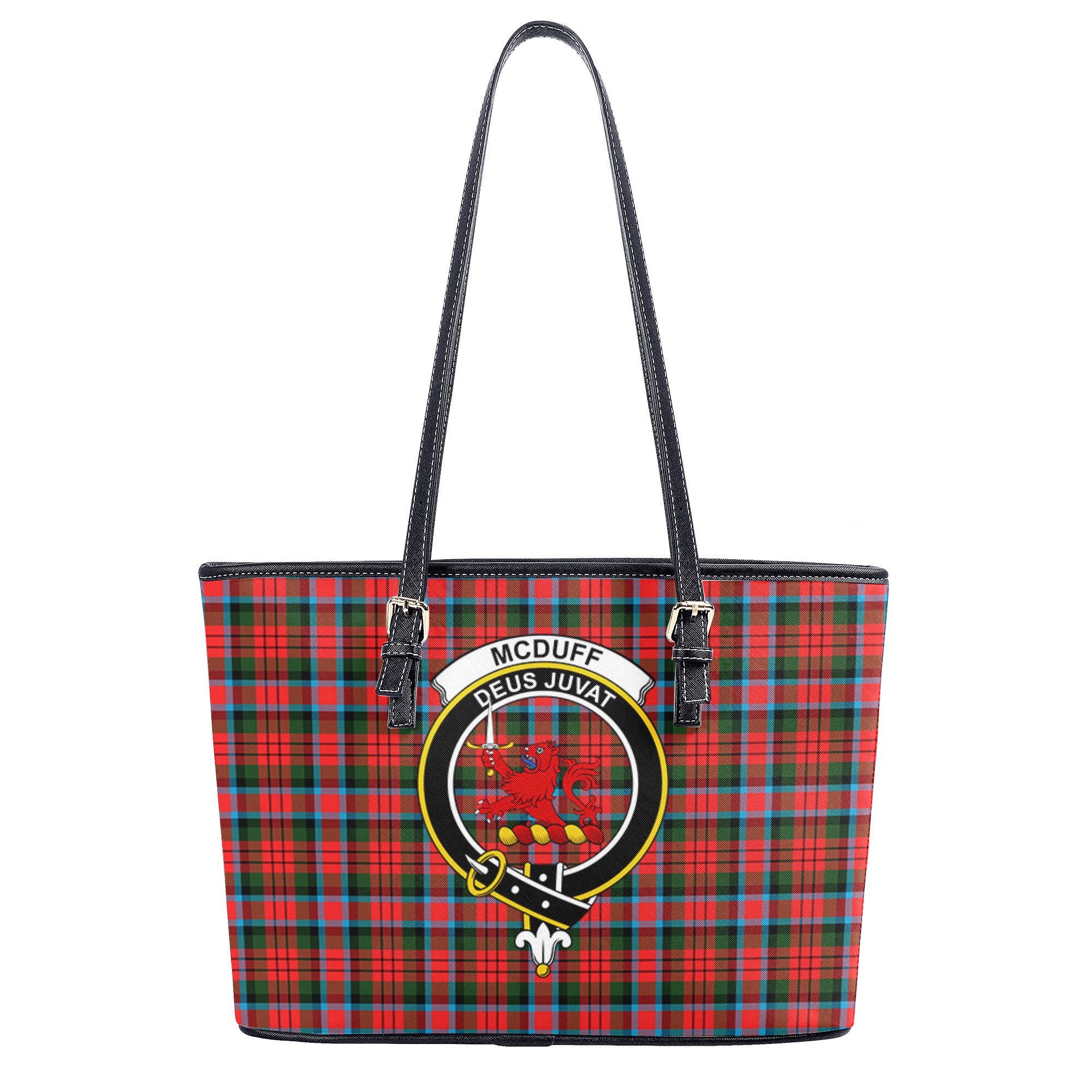 McDuff Modern Tartan Crest Leather Tote Bag