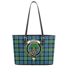 McEwan Ancient Tartan Crest Leather Tote Bag