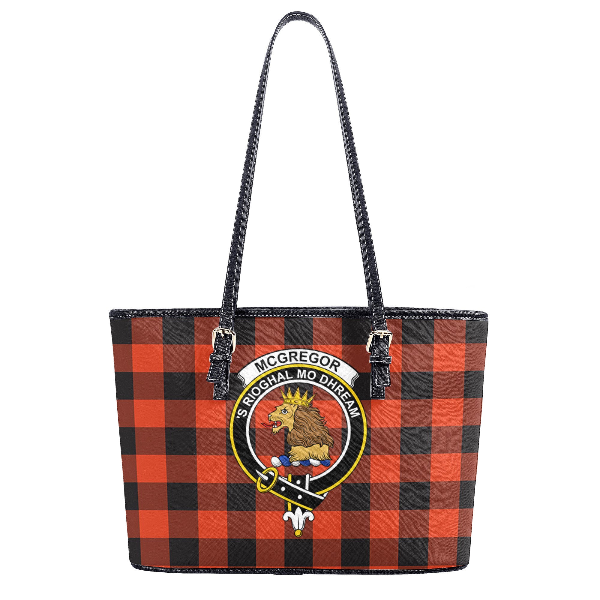 McGregor Rob Roy Ancient Tartan Crest Leather Tote Bag