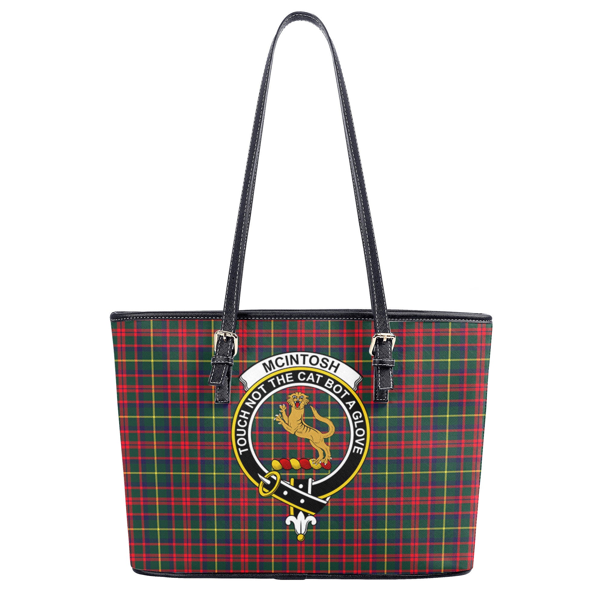 McIntosh Hunting Modern Tartan Crest Leather Tote Bag