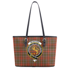 McIntosh Hunting Weathered Tartan Crest Leather Tote Bag