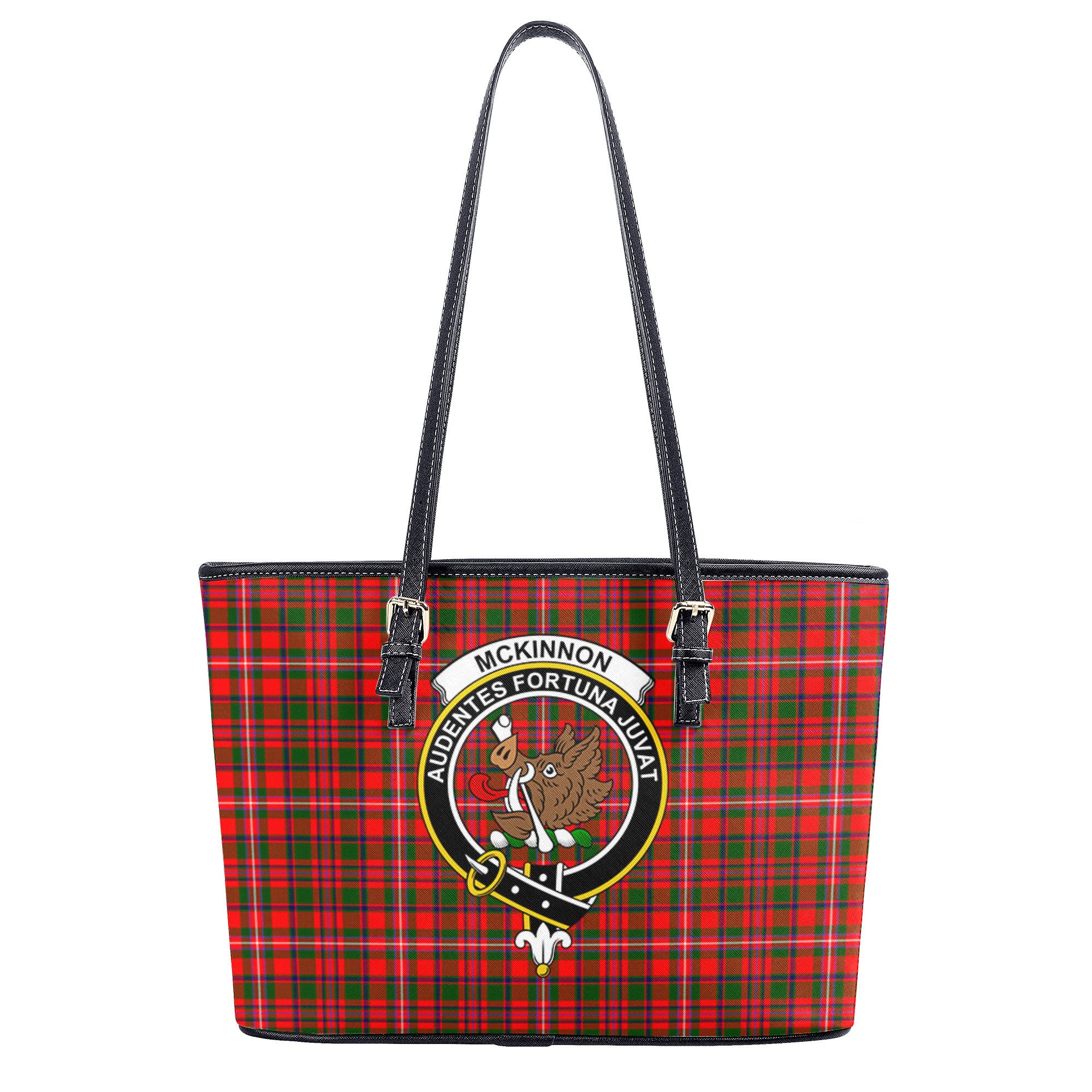 McKinnon Modern Tartan Crest Leather Tote Bag