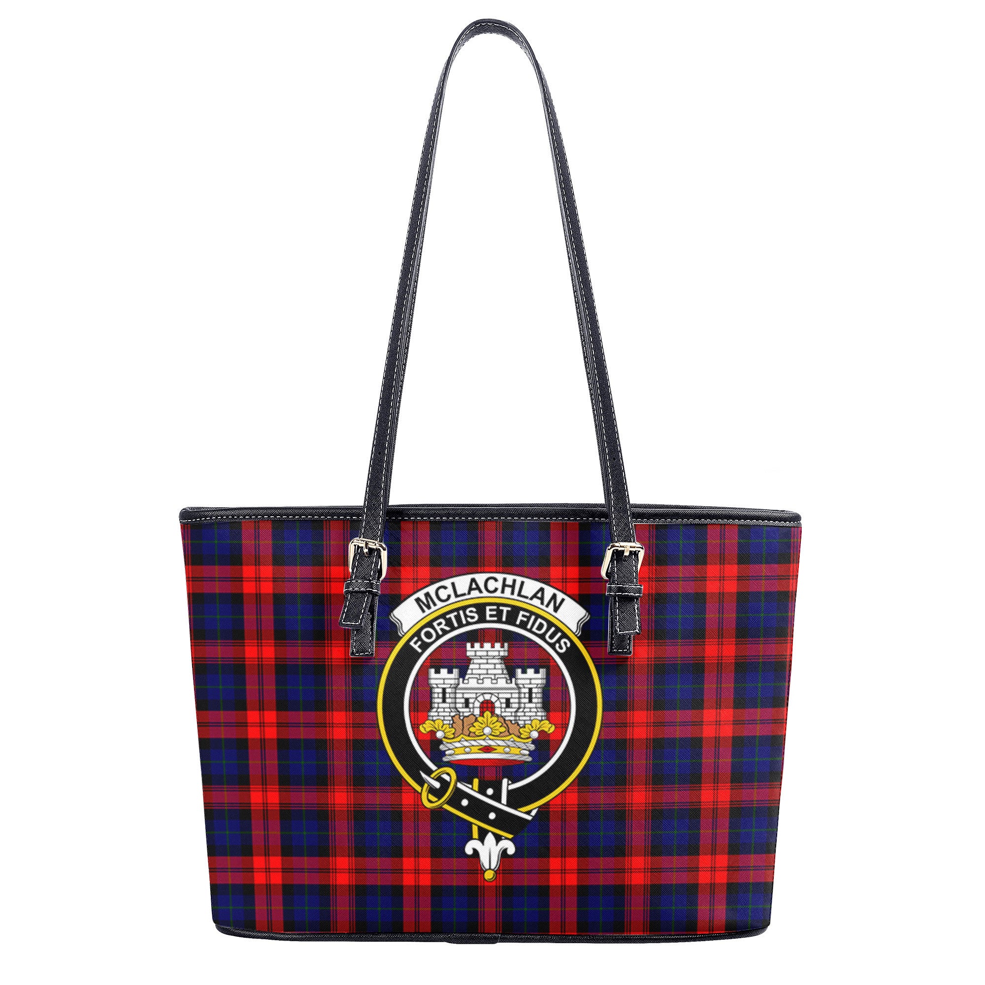 McLachlan Modern Tartan Crest Leather Tote Bag