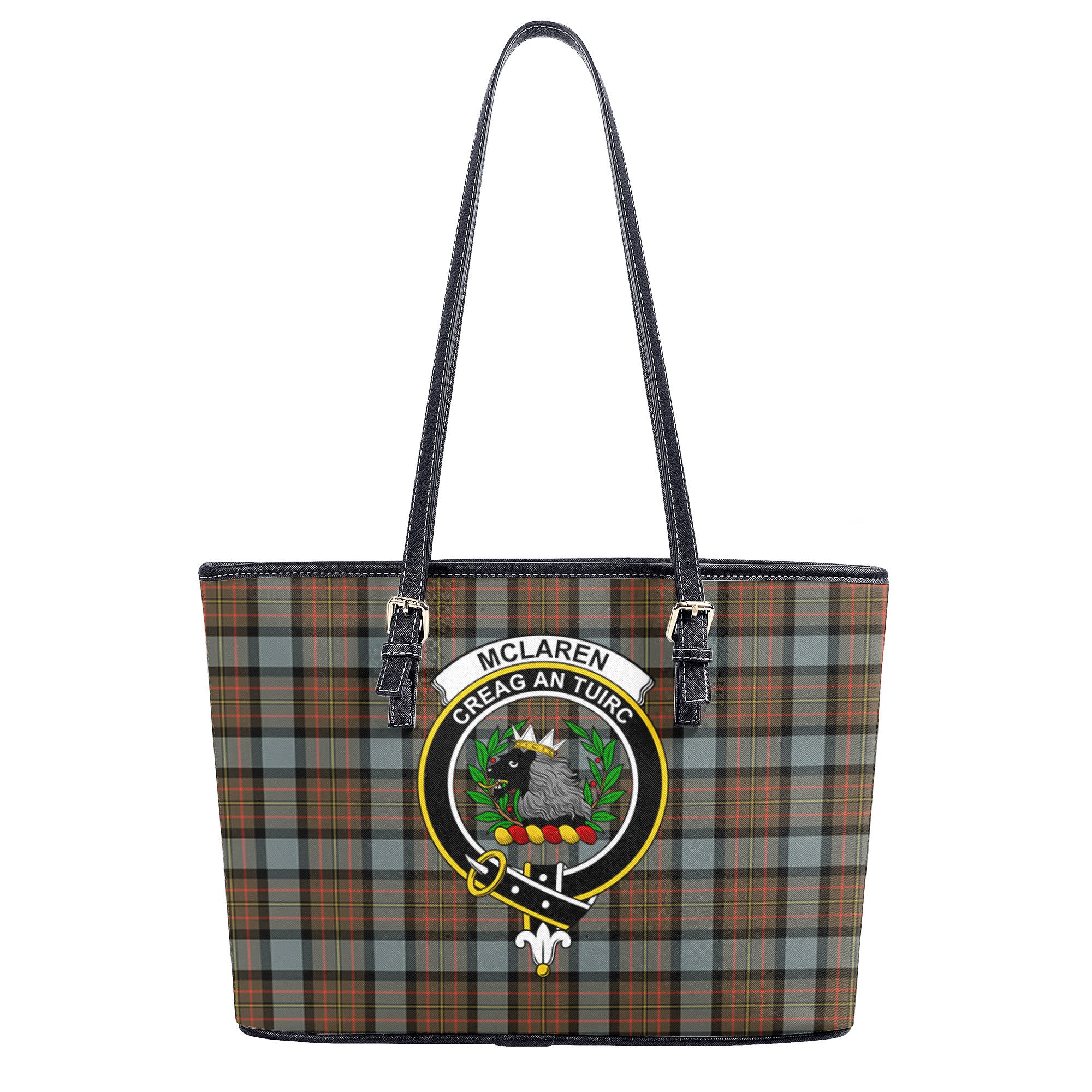 McLaren Weathered Tartan Crest Leather Tote Bag