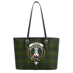 McLean Hunting Tartan Crest Leather Tote Bag