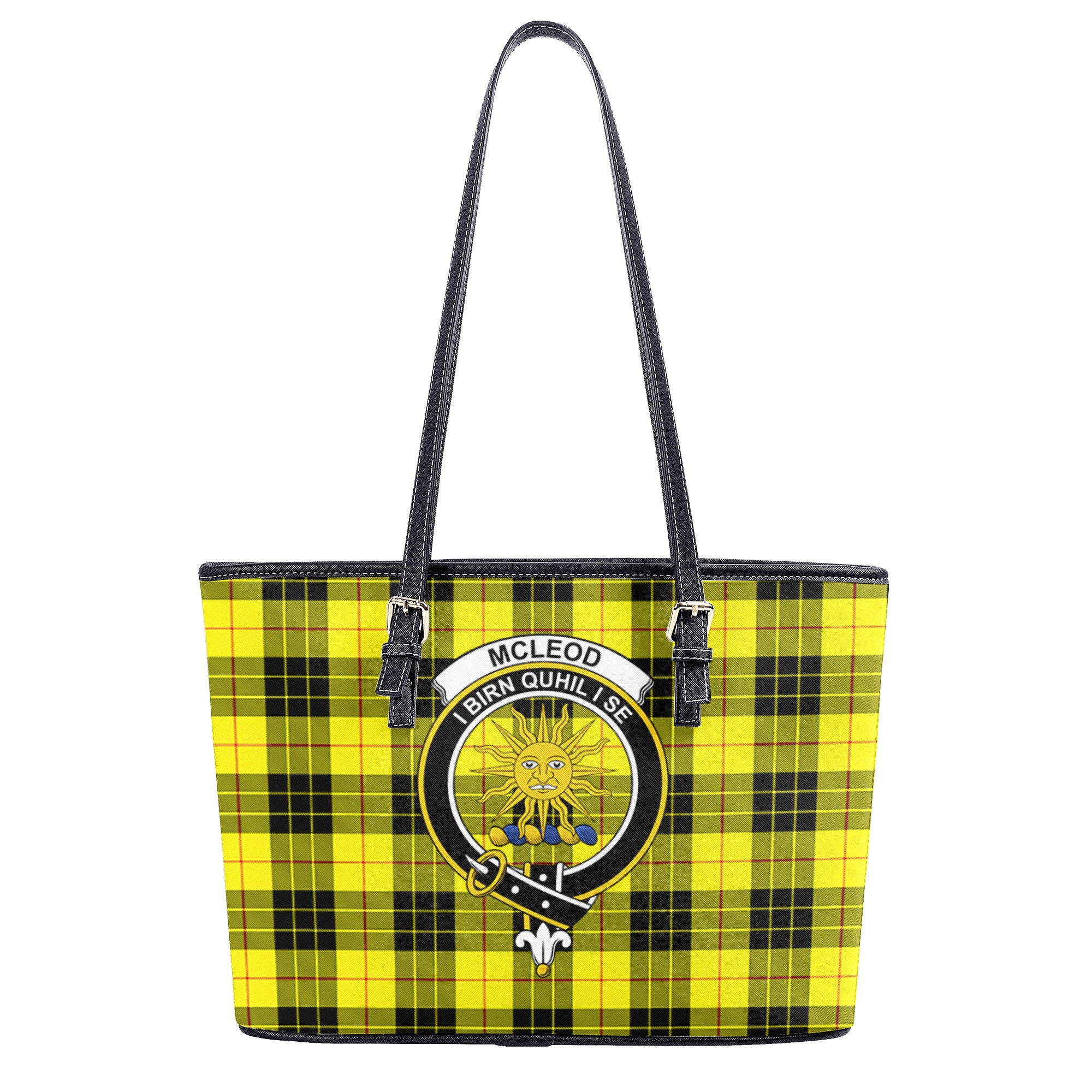 McLeod of Lewis Modern Tartan Crest Leather Tote Bag