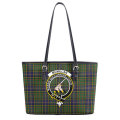 McMillan Hunting Modern Tartan Crest Leather Tote Bag