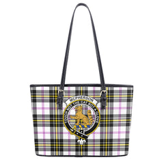 McPherson Dress Modern Tartan Crest Leather Tote Bag