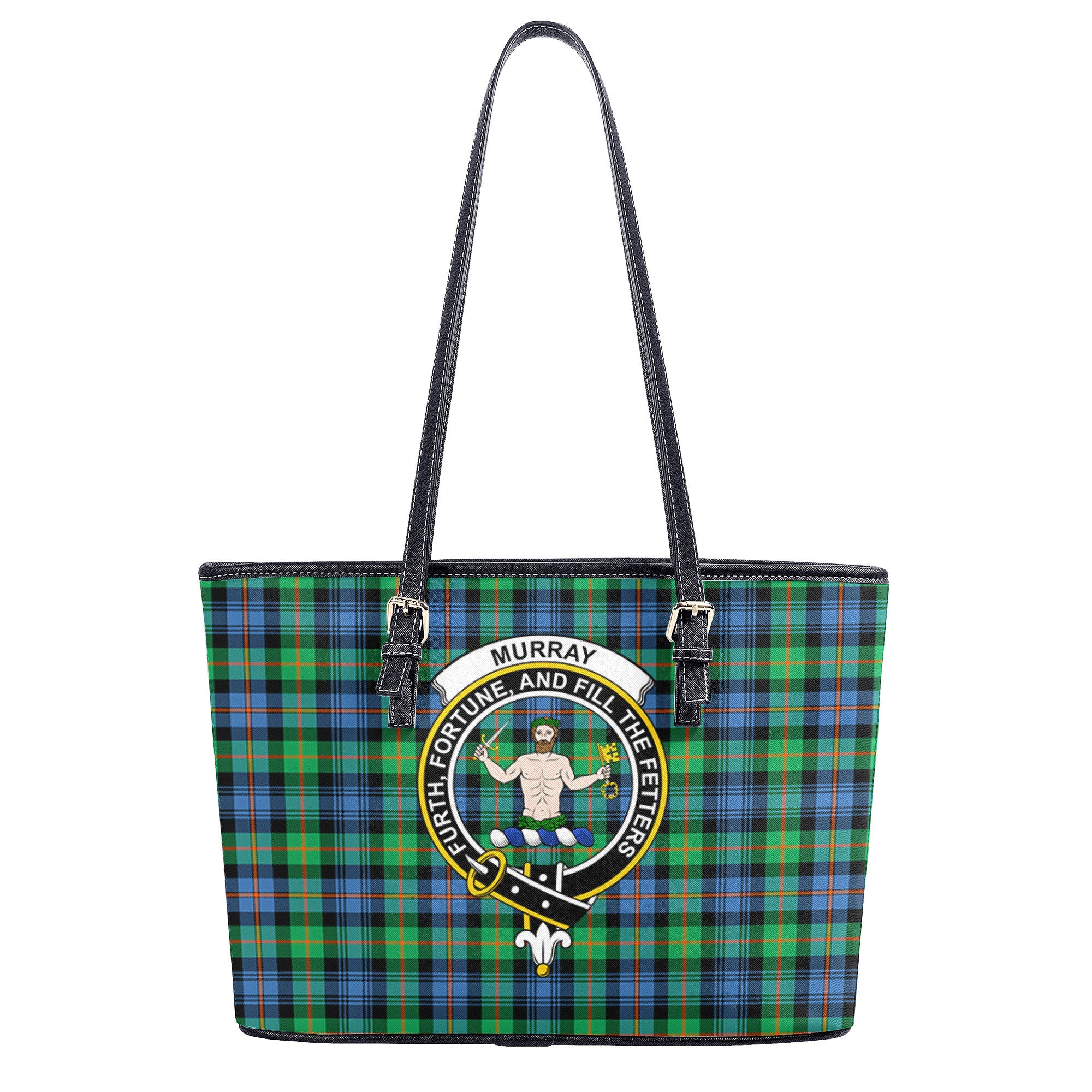 Murray of Atholl Ancient Tartan Crest Leather Tote Bag