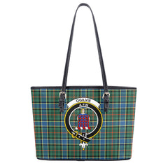 Ogilvie Hunting Ancient Tartan Crest Leather Tote Bag